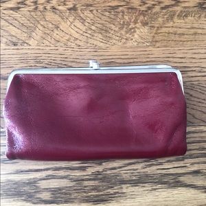 Red patent Lauren Hobo wallet